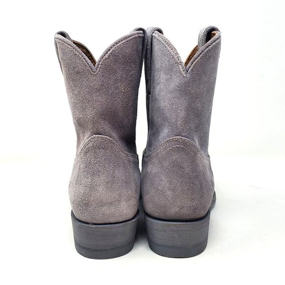 Frye Billy Short Suede Leather Western Booties Blue Ash Velour Pull On Size US 7 - Picture 6 of 10